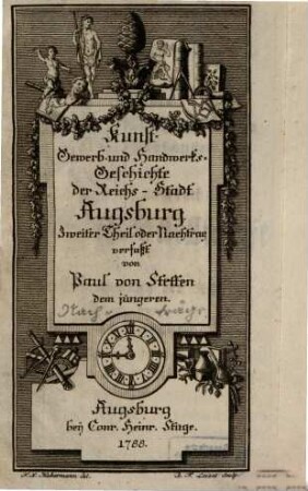 Kunst-, Gewerb- und Handwerks-Geschichte der Reichs-Stadt Augsburg, 2. Zweiter Theil oder Nachtrag