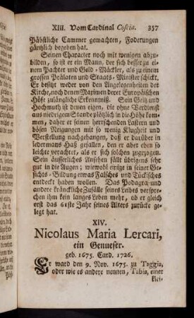 357-364, XIV. Nicolaus Maria Lercari