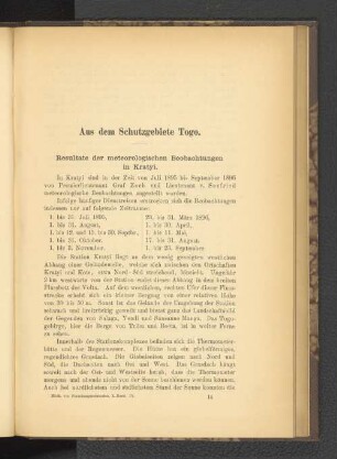 Resultate der meteorologischen Beobachtugnen in Kratyi.