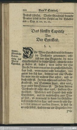 Das fünffte Capitel, Von Der Eytelkeit
