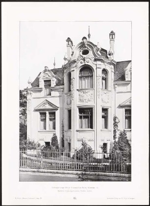 Villa Kemmann, Berlin-Grunewald: Ansicht (aus: Moderne Neubauten, 4.Jg., 1898ff, hrsg. W. Kick)