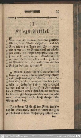 II. Kriegs-Artikel