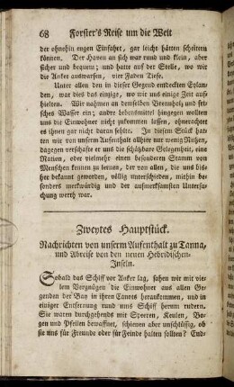 Zweytes Hauptstück. Nachrichten von unserm Aufenthalt zu Tanna und Abreise von den neuen Hebridischen-Inseln