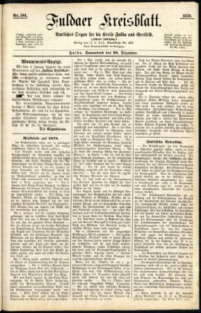 Ausgabe vom Samstag, den 28. Dezember 1878.