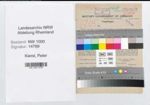 Entnazifizierung Peter Kierst, geb. 03.12.1905 (Vorarbeiter)