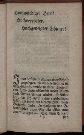 Hochwürdiger Herr! Hochverehrter Hochgeneigter Gönner!