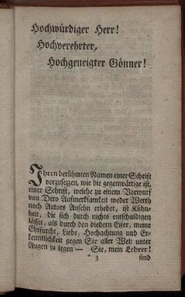 Hochwürdiger Herr! Hochverehrter Hochgeneigter Gönner!