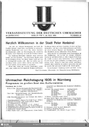 Uhrmacher-Reichstagung 1935 in Nürnberg