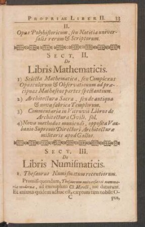 Sect. II. De Libris Mathematicis.