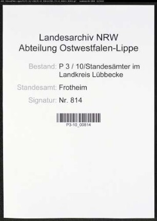 Sterberegister Standesamt Frotheim