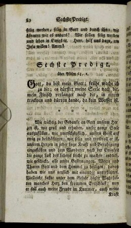 Sechste Predigt. über Psalm 63, 1.