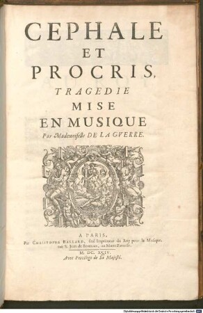 CEPHALE ET PROCRIS : TRAGEDIE MISE EN MUSIQUE