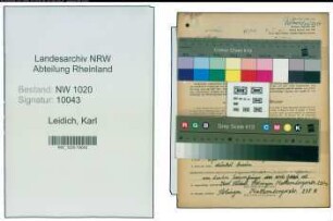 Entnazifizierung Karl Leidich , geb. 16.02.1886 (Pferdepfleger)