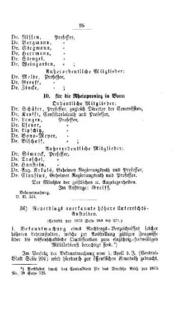 Neuerdings anerkannte höhere Unterrichts-Anstalten : [III. Gymnasial- und Real-Lehranstalten]