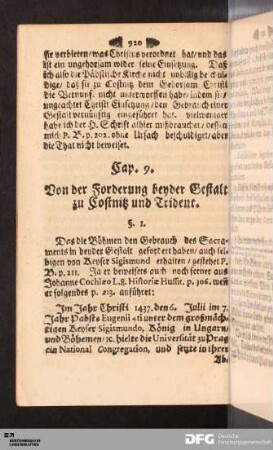Cap. 9. Von der Forderung beyder Gestalt zu Costnitz und Trident.