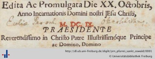 [Provenienz]: Pfarrei Sankt Oswald, Otterswang, Schussenried