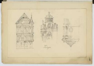 Giebel, Troyes: Ansichten (aus: Skizzen- und Fotoalbum 10)