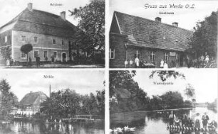 Rietschen-Werda. Ehem. Mühle u.a. Ortsansichten, Ansichtskarte um 1910, Repro (RA Görlitz Postkartensammlung)