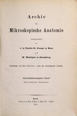 Archiv für mikroskopische Anatomie. 23, 23. 1884