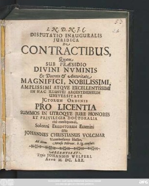 Disputatio Inauguralis Iuridica De Contractibus