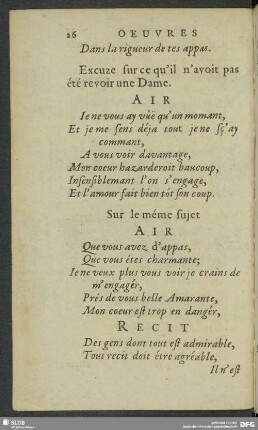 Excuze sur ce qu'il n'avoit pas été revoir und Dame