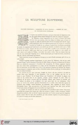 1: La sculpture égyptienne, [3], Procédés techniques-formations du style égyptien-marché de l'art et considérations générales