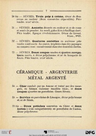 Céramique - Argenterie - Métal argenté (Nr. 34-67)