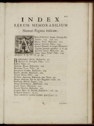 Index Rerum Memorabilium Numeri Paginas indicant.
