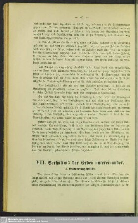 VII. Verhältnis der Erben untereinander