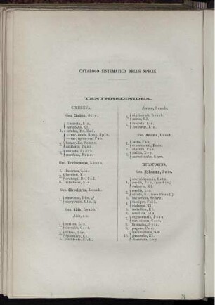 Catalogo Sistematico Delle Specie