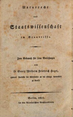 Grundlinien der Philosophie des Rechts