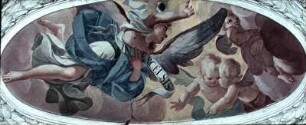 Engel mit Spruchband "... in Excelsis ..." und Putti