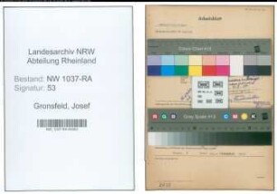 Entnazifizierung Josef Gronsfeld , geb. 12.05.1899 (Lehrer)