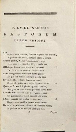 Fasti P. Ovidii Nasonis fastorum libri VI.