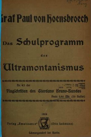 Das Schulprogramm des Ultramontanismus