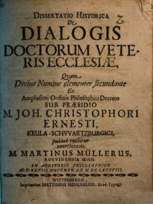 Diss. hist. de dialogis doctorum veteris ecclesiae