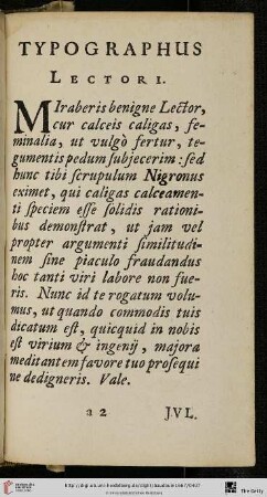 Typographus Lectori