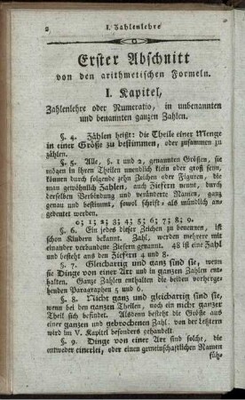 Erster Abschnitt von den arithmetischen Formeln.