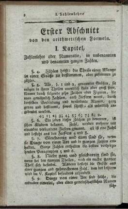 Erster Abschnitt von den arithmetischen Formeln.