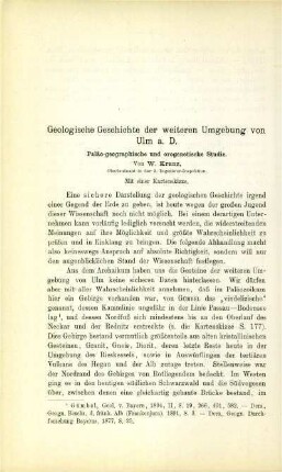 Geologische Geschichte der weiteren Umgebung von Ulm a. D.