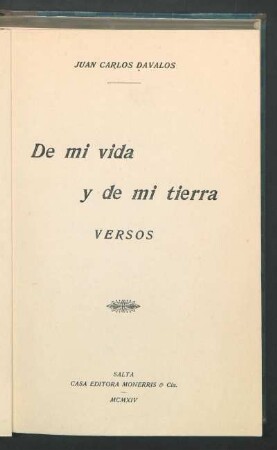 De mi vida y de mi tierra : versos