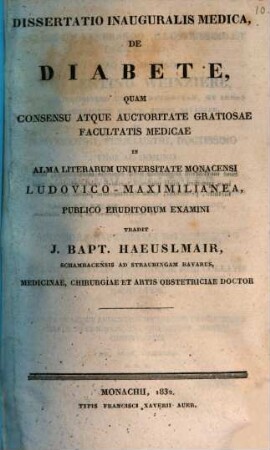 Diss. inaug. med. de diabete