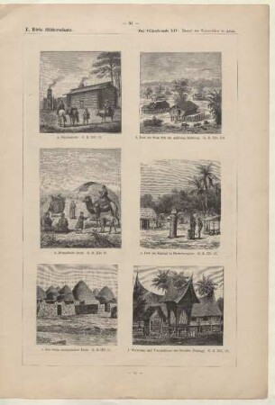 Wohnhaus und Vorratshäuser auf Sumatra (Padang)