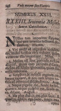Numerus XXVI. XXXIII. Sententiae Miscellanea Catecheticae.
