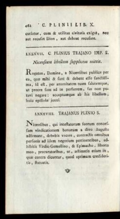 LXXXVII. C. Plinius Trajano Imp. S.