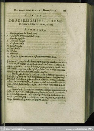 Titulus LI. De Adsessoribus Et Domesticis & Cancellariis iudicum