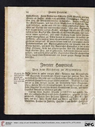 Zweyter Haupttitul. Von dem Reichstag zu Regenspurg