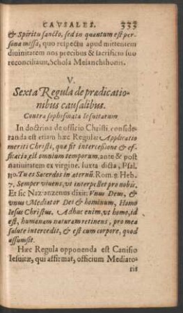 V. Sexta Regula de praedicationibus causalibus.
