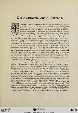 Die Kunstsammlung A. Reimann