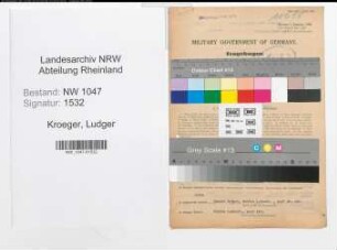 Entnazifizierung Ludger Kroeger , geb. 09.06.1889 (Buchhalter)